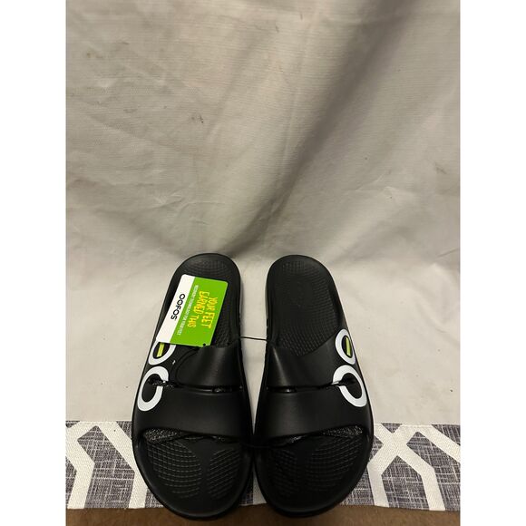 NWT OOFOS Unisex Ooahh Sport Slide Shoes Size Men 7 Woman 9 Black With Logo - Picture 3 of 6